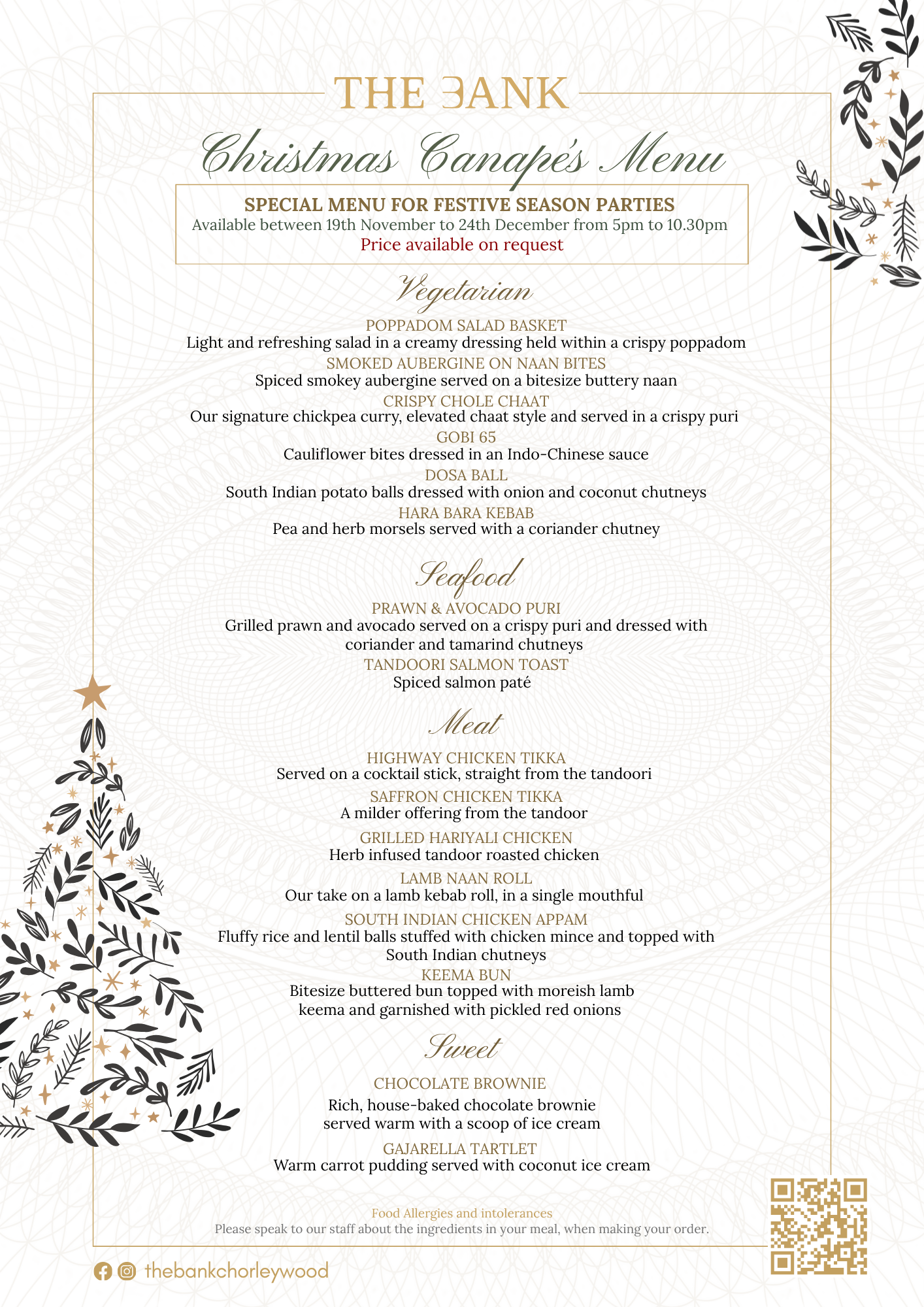 The Bank – Christmas Canapes Menu
