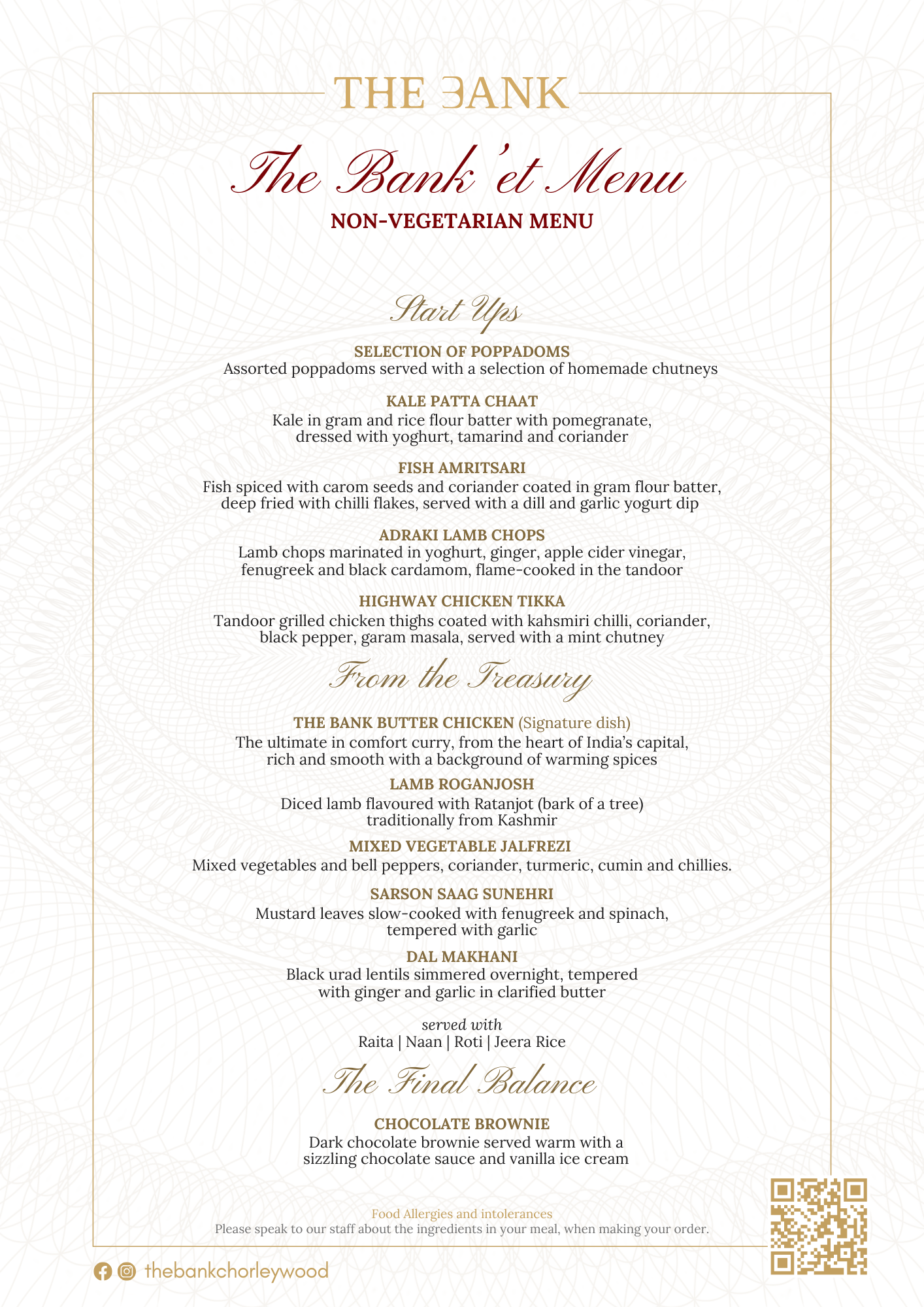 The Banket Menu – Private Party Menu_Non Vegetarian_The Bank Chorleywood