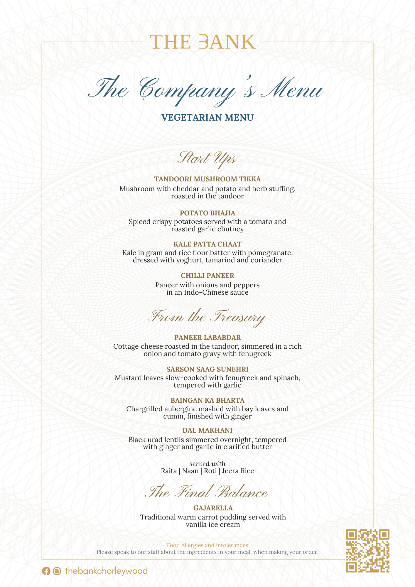 The Companys Menu – Private Party Menu_Vegetarian_The Bank Chorleywood